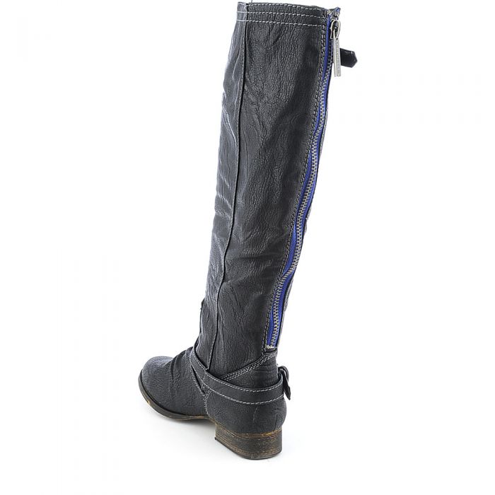 Knee-High Boot Outlaw-81 Black/Blue Zipper