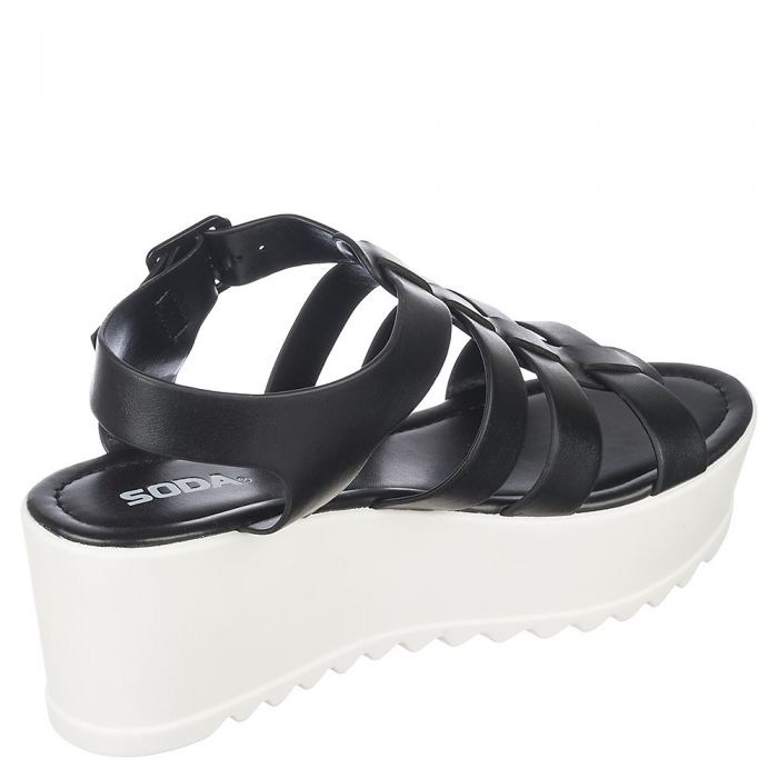 Enya-H Wedge Sandals Black/White