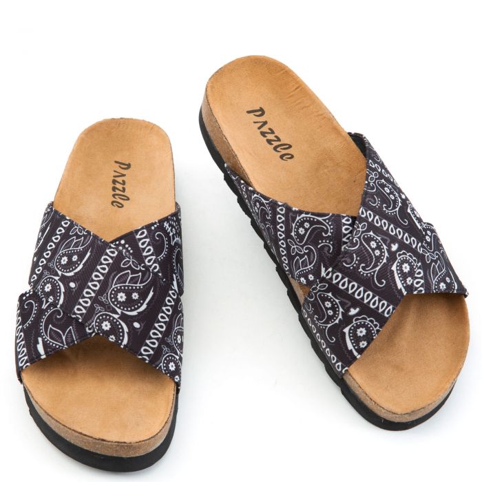 SHIEKH Santana-03 Criss-Cross Band Sandals SANTANA-03-BLK - Shiekh
