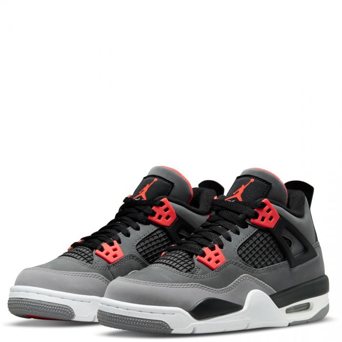 (GS) Air Jordan 4 Retro Dark Grey/Infrared 23-Black-Cement Grey