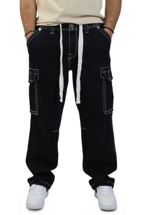 Baggy Big T Denim Cargo Pant  Black
