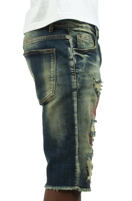 Pierre Patch Denim Shorts Indigo Tint