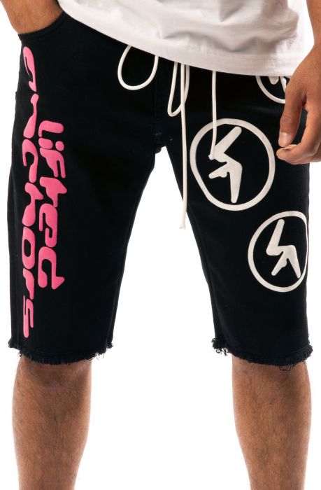 Aphex Puff Print Denim Shorts Black