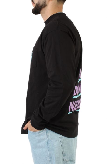 Busy Pocket Long Sleeve T-Shirt Black
