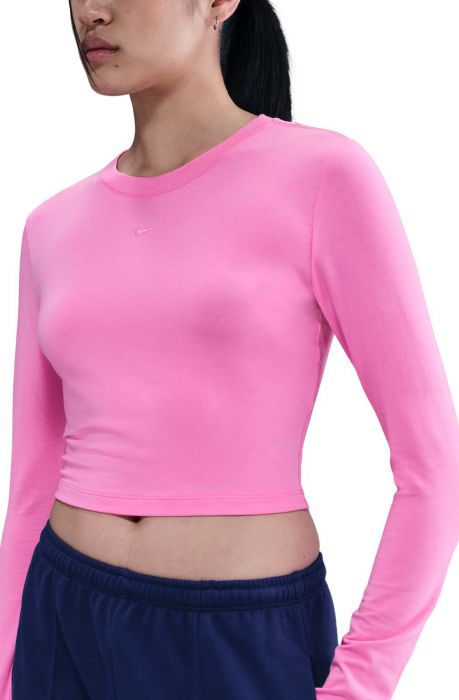 Sportswear Chill Knit Slim Long-Sleeve Cropped Top Playful Pink
