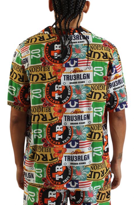 Allover West Coast Logo Camp Collar Shirt  White/Mix