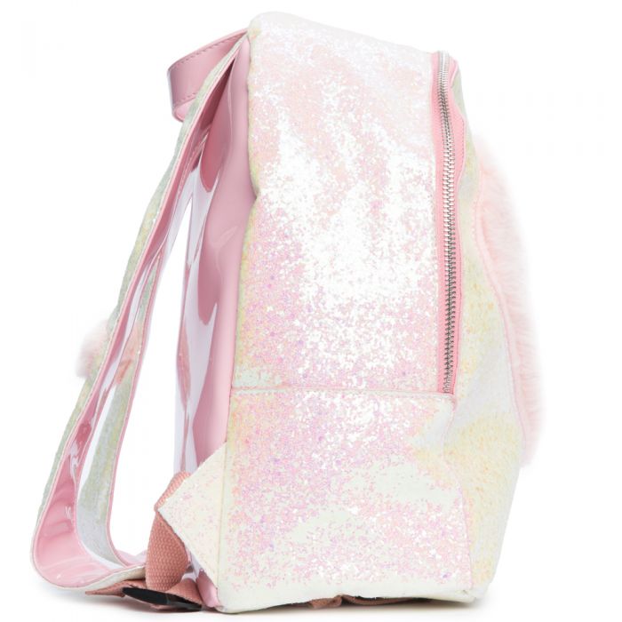 Heart Fuzzy Backpack Pink