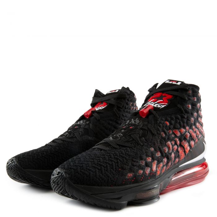 lebron 18 black white university red