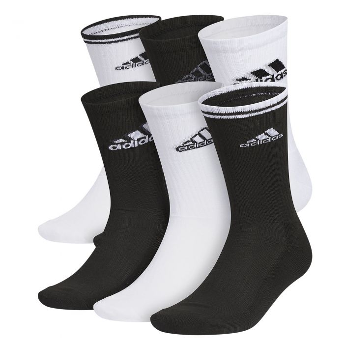 Men's Cushioned Crew Socks 6 Pairs  White/Black