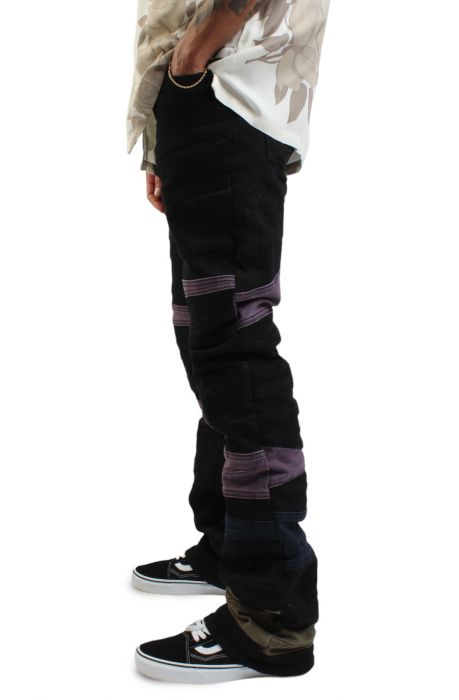 Color Panel Stacked Flare Jean  Black