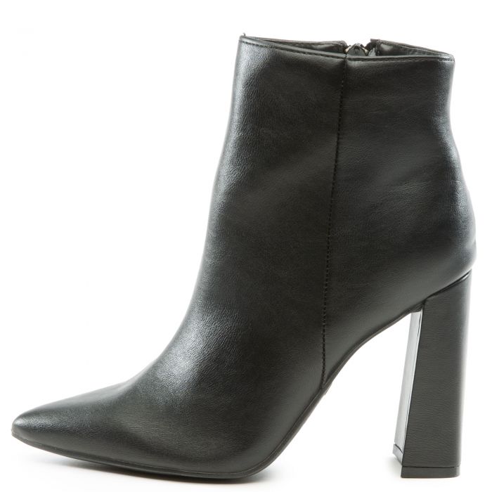 Harper-01 Pointed Toe Bootie Black Crinckle Pu