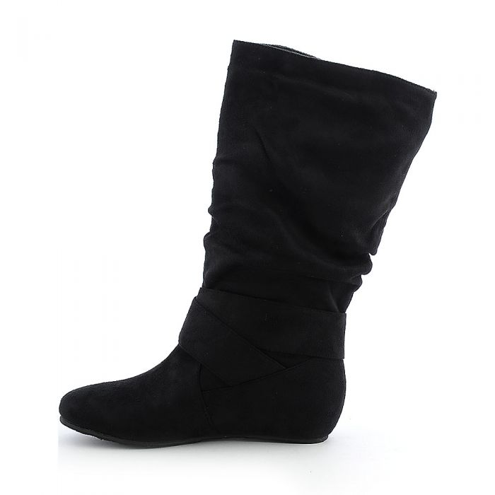 flat black boots mid calf