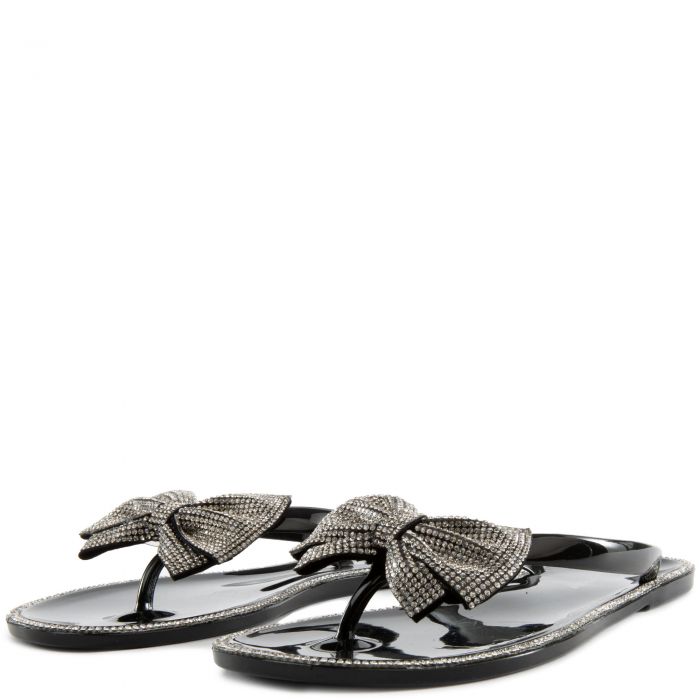 Lucid-13 Rhinestone Flip Flop Sandals Black