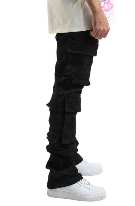SMOKE RISE Multi Cargo Stacked Jean JP25143SK-BLK - Shiekh