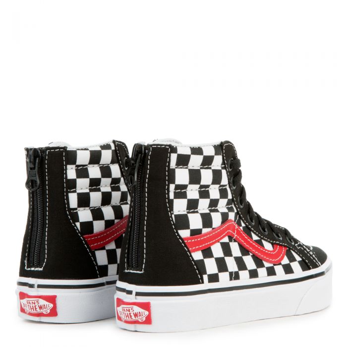 (GS) SK8-Hi Checkerboard Zip BLACK/RED/TRUE WHITE