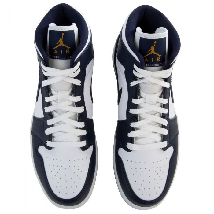 Jordan 1 Mid White Metallic Gold Obsidian Youth 7 Women’s 8.5 shops (554725-174)