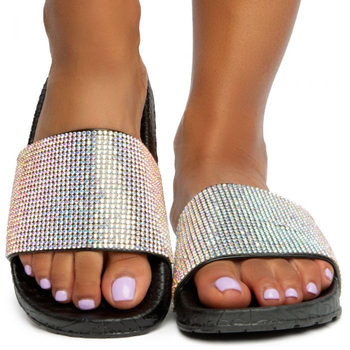 LEGEND FOOTWEAR INC Matty-161 Rhinestone Slides MATTY-161-BKPU - Shiekh