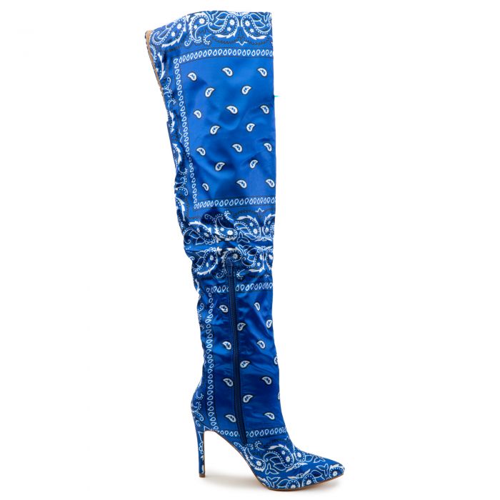 Bad Girl High Heel Boots Blue Bandana