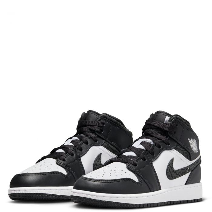 Grade School Air Jordan 1 Mid SE Off Noir/Black-White-Black