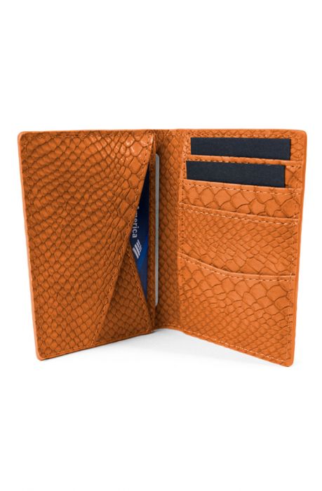 Mint Anaconda Leather Slim Wallet Orange Orange