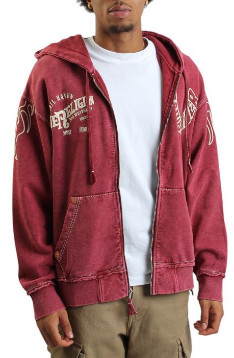 Flames Zip Hoodie Red