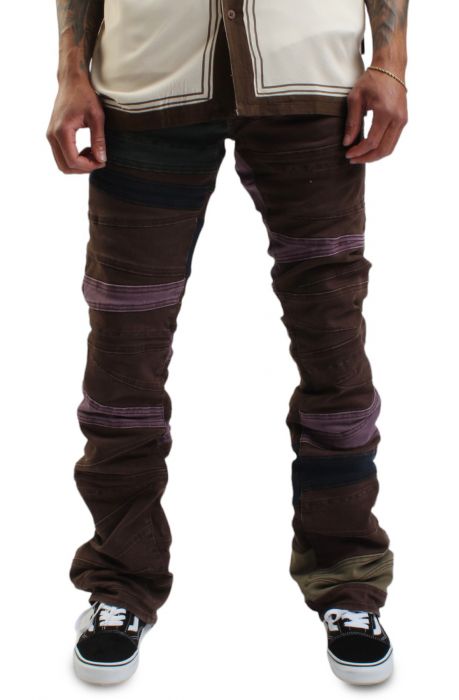 Color Panel Stacked Flare Jean  Dark Brown