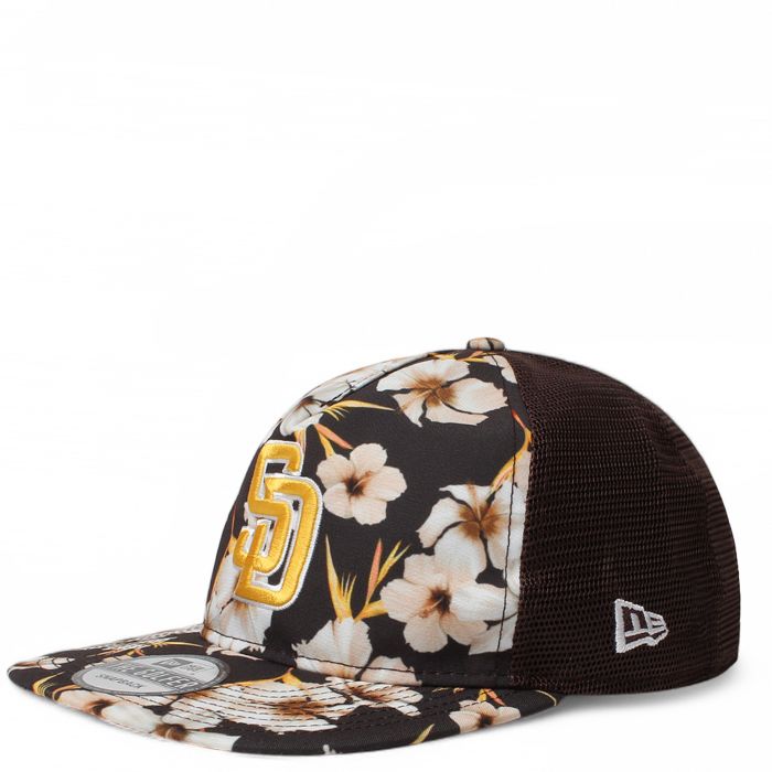 MLB San Diego Padres Tropic Floral Golfer Lightly Structured Snapback Hat Brn/W