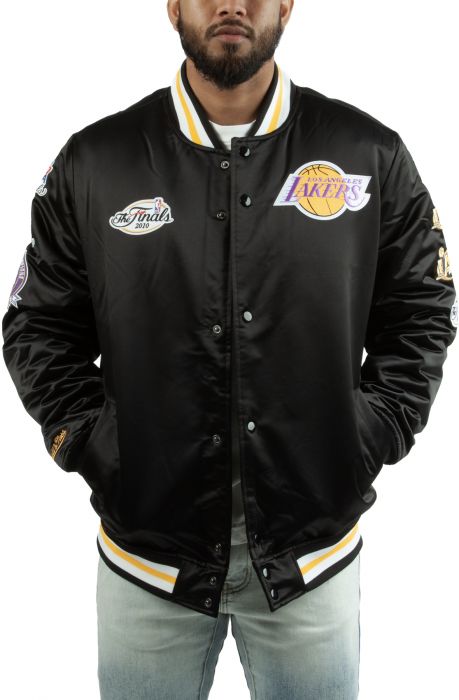 MITCHELL AND NESS Los Angeles Lakers Satin Jacket OJBF3232-LALYYPPPBLCK ...