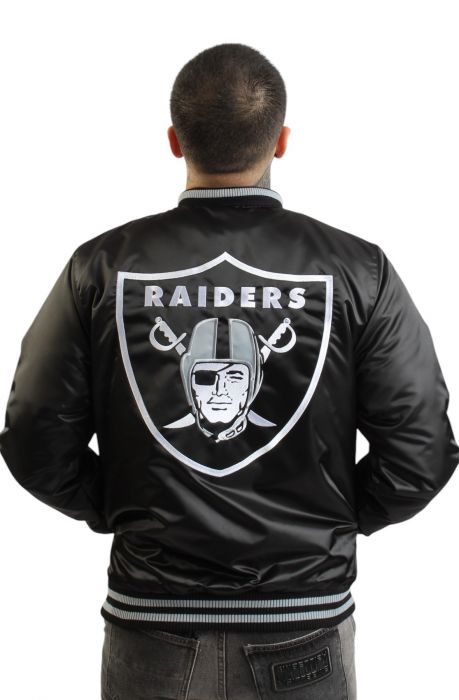 NFL Raiders Satin Bomber Jacket  Black/Silver
