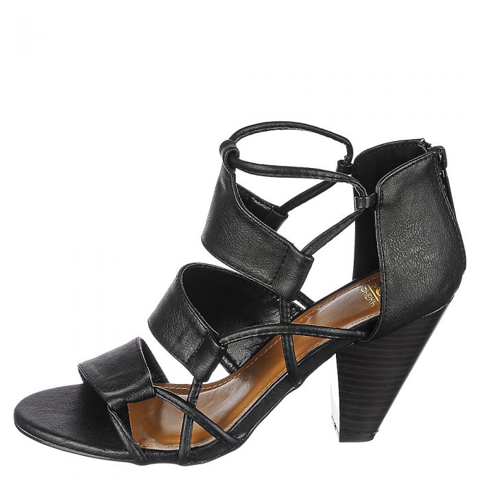 black low heel slip on sandals