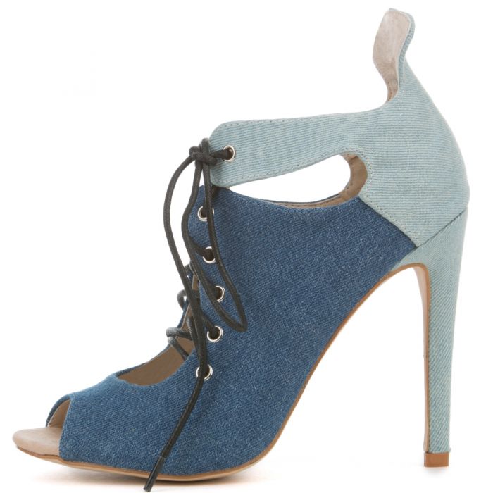Cape Robbin Blaire-2 Women's Denim Heeled Booties Denim