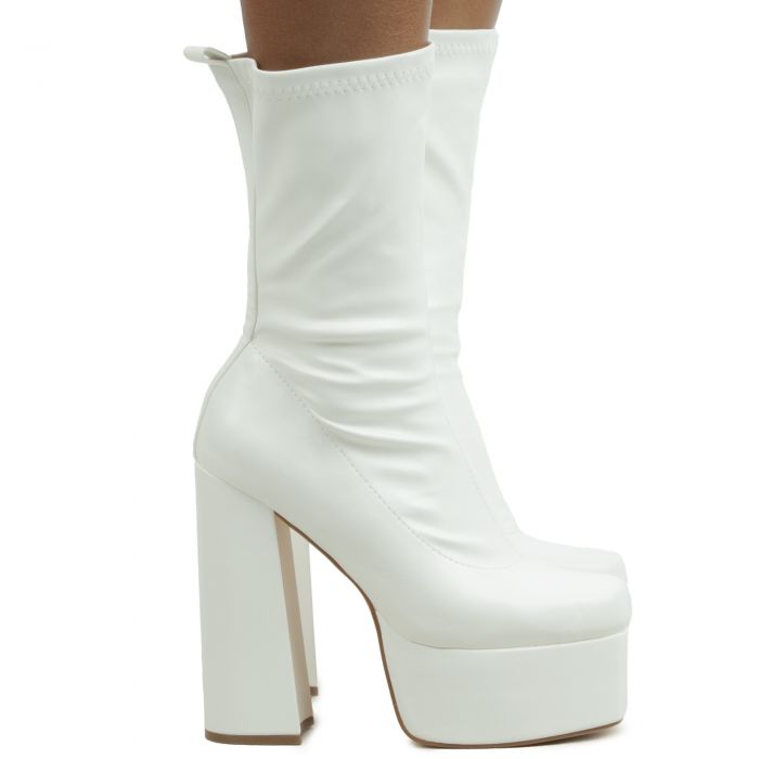Simone-5 Platform Bootie White