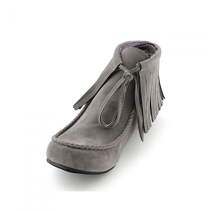 Women's Grey Fringe Ankle Boot Avid-2 Grey