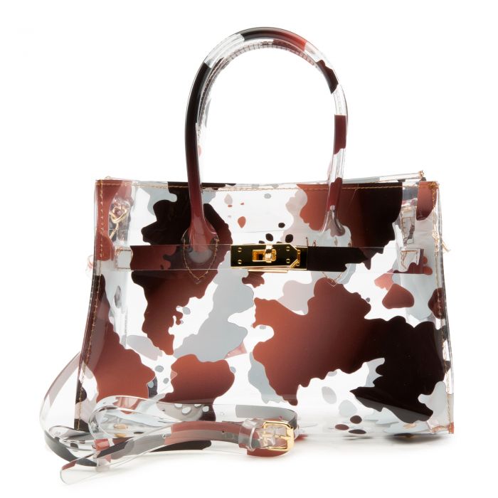Clear Cow Print CrossBody Bag Clear Brown
