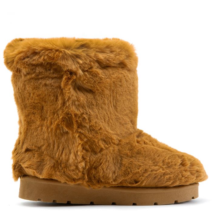 Frozen-26 Fur Boots Dark Camel Fur