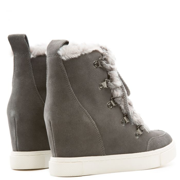 STEVE MADDEN Lift Fur Casual Wedge Sneaker LIFT GREY - Shiekh