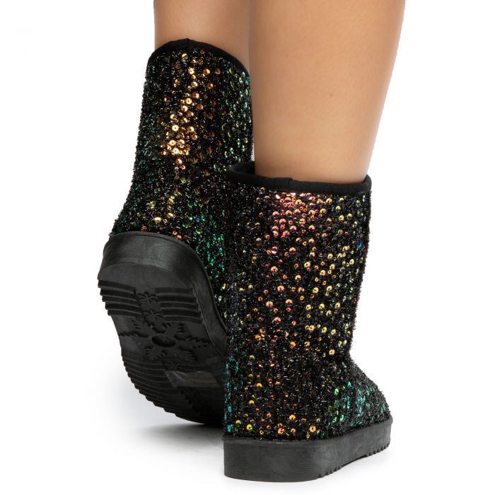 rose gold sequin booties