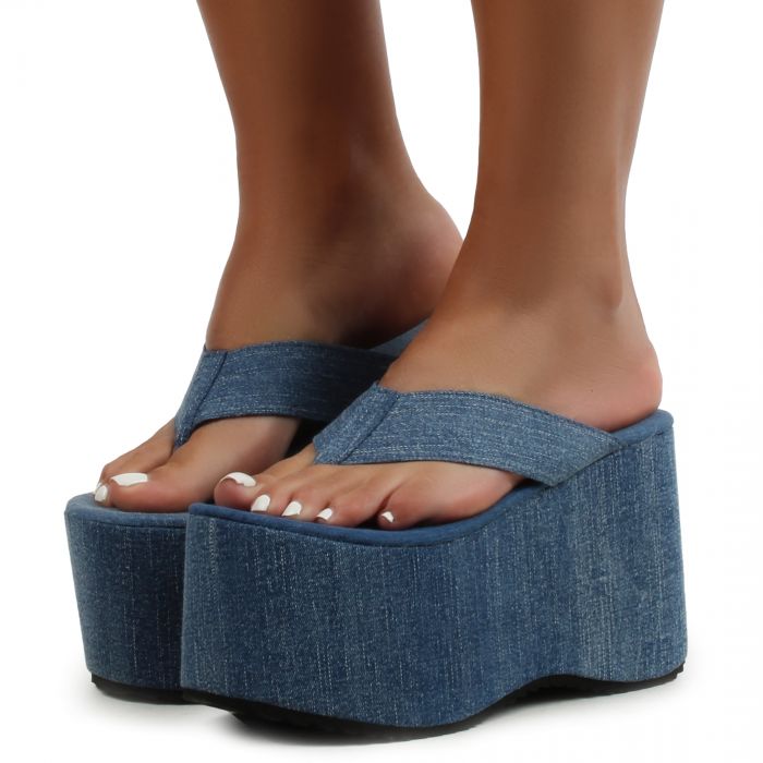 Wedge Platform Sandal  Denim