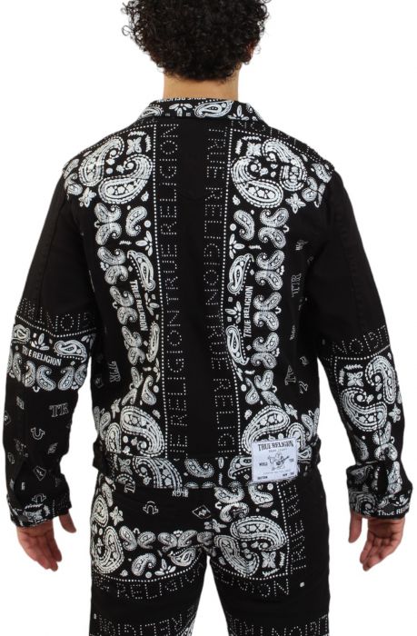 TRUE RELIGION Jimmy Paisley Denim Jacket 108170-BLK - Shiekh
