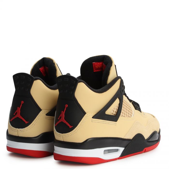 Grade-School Air Jordan 4 Retro 'Pizza' Sesame/Fire Red-Black-White
