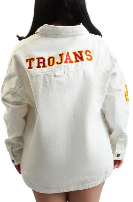 USC TROJANS Hometown Button Down Jacket  Cream