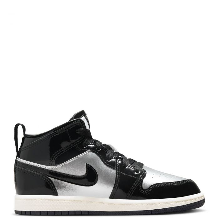 Pre-School Jordan 1 Mid SE Black/Metallic Gold-Metallica Silver-Sail