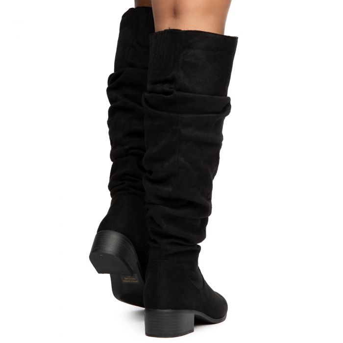 Trixie-03 Below The Knee Boots Black Suede