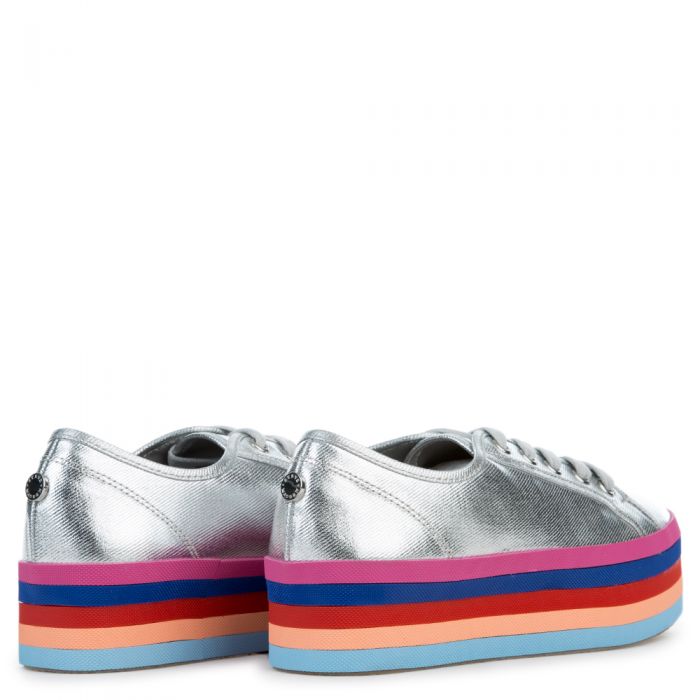 Steve Madden Rainbow 751 Silver Platform Sneaker Silver