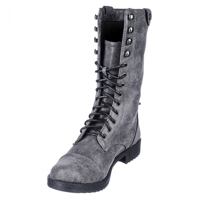 Women's Lace-Up Combat Boot VODOO CHARCOL