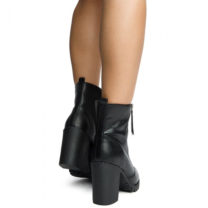 Low-Heel Lace-Up Boot Malia-S Black