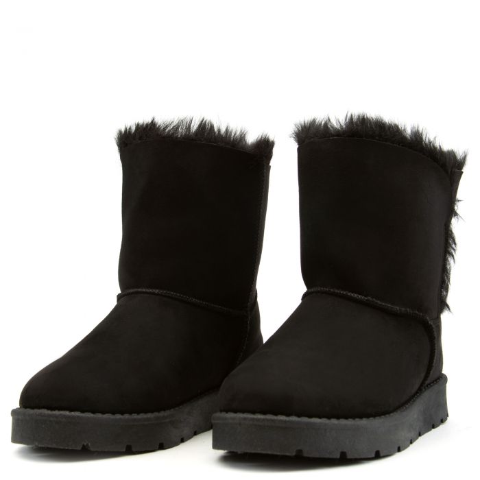 Frozen-23 Flat Fur Boots Black