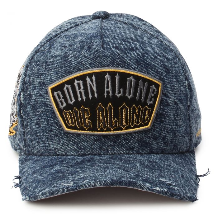 Born Alone Denim Hat  Washed Denim
