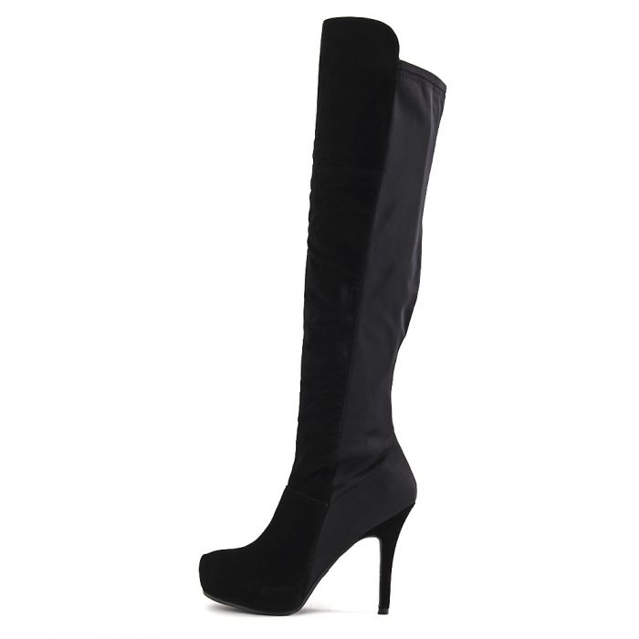 quiz black knee high boots