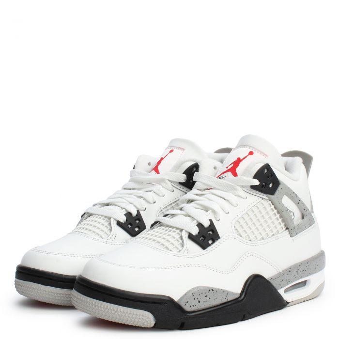 Grade-School Air Jordan 4 Retro Summit White/Fire Red-Cement Grey-Black